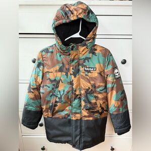 Timberland NEW Boys' Camo Puffer Jacket Coat size S 7/8 winter
